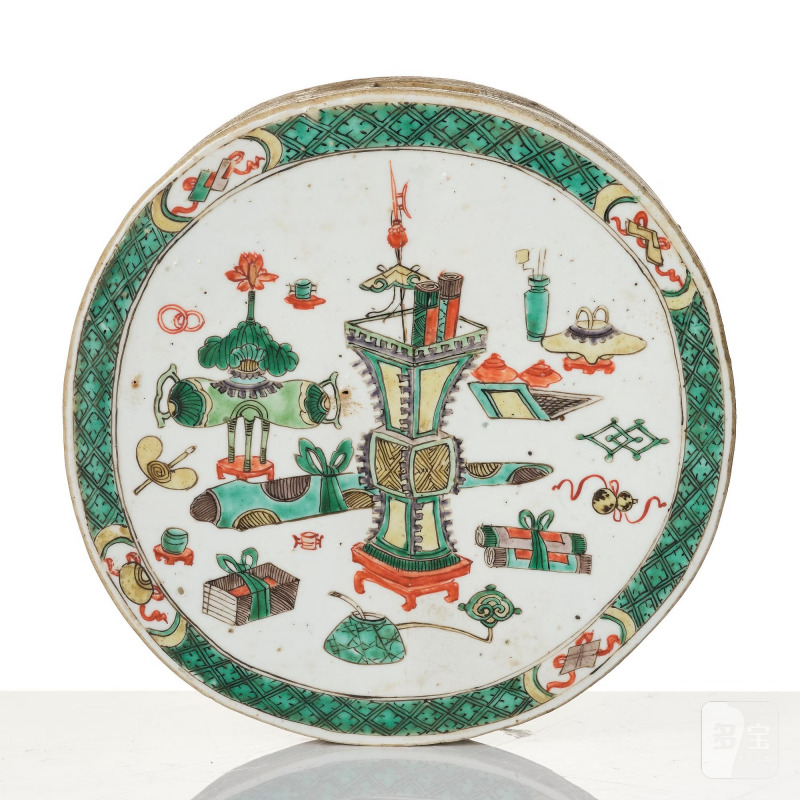 A famille verte 'figural' herb brick, - 图4